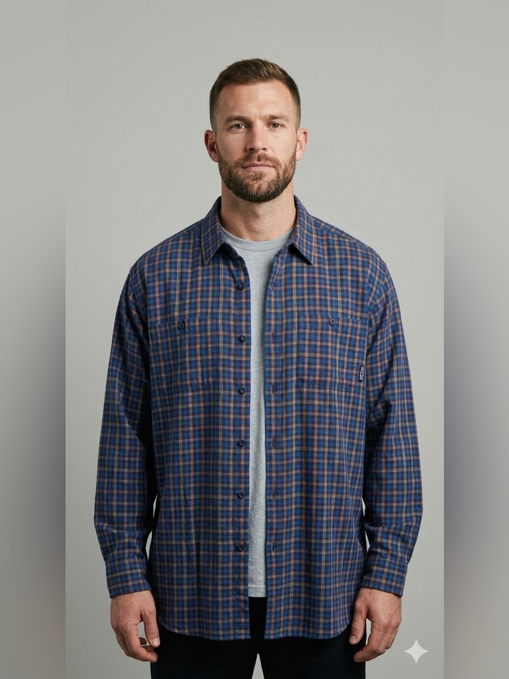 Patagonia Organic Cotton Blue Plaid Long Sleeve Button Down Shirt XL